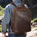 2026 New Design Custom Logo Vintage Style Full Grain Crazy Horse Genuine Leather Bag 15.6 Inch Laptop Business Leather Backpack