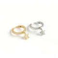 Fine Jewelry Gold Plated Hoop Earrings for Women 925 Sterling Silver Star Charm Huggie Earrings