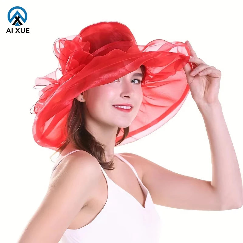 2025 Hot-Selling Women's Organza Fascinator - Summer Beach Wedding Church Formal Tea Party Bridal Hat