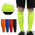 Green Orange Football Soccer Cycling Shock Proof Beehive Leg Shin Protectors Slimming Calf Sleeve Training Brace Wraps Supporter