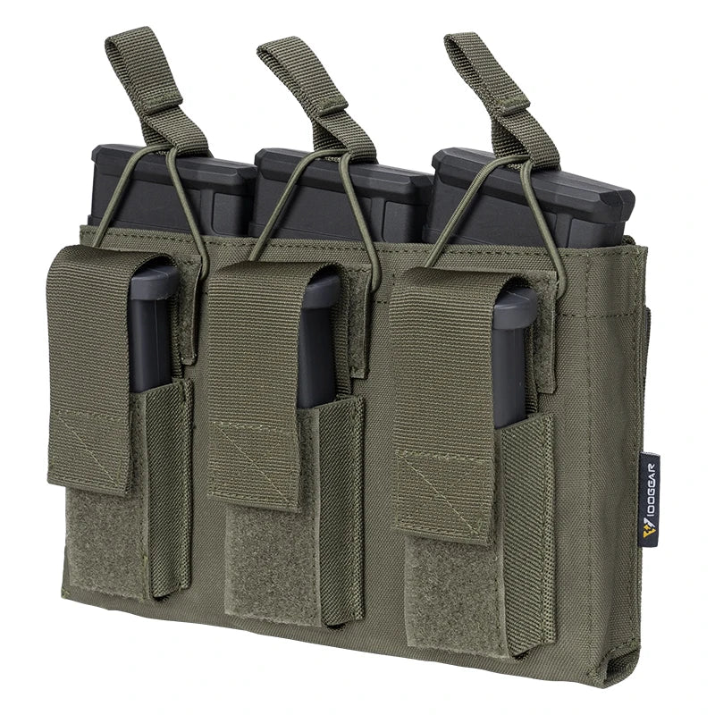 IDOGEAR 500D Nylon Triple Mag Pouch Magazine Holder Molle Tactical Magazine Pouch for 5.56mm 9mm Mags