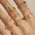 Daidan Silver Rings 925 Open Cz Stacking Water Drop Baguette Cross Adjustable Rings for Women