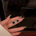 Sparkling Simple Square Gold Plated Rhinestone Stud Earrings Trendy Premium Daily Diamond Stud Earrings for Women