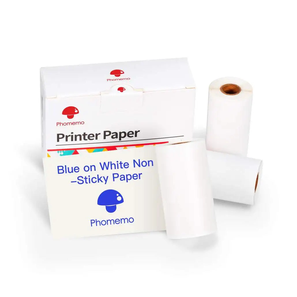 Phomemo T02 Thermal Printer Self Adhesive 50mm*3.5m Blue on White Sticky Thermal Paper