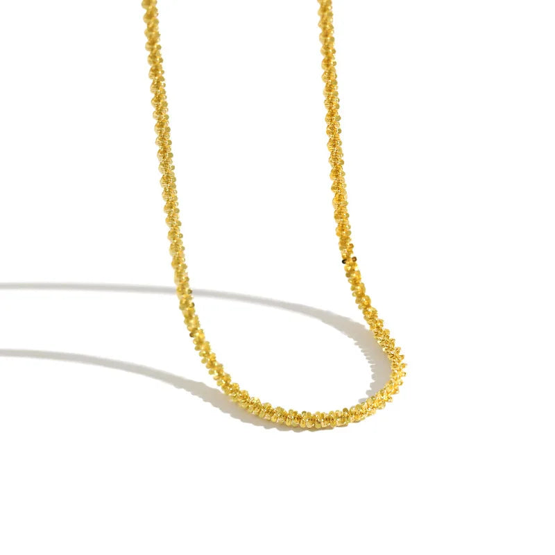 WMXA353 Gypsophila Link Chain Necklace for Women Girls Gold Plated Delicate Choker Necklaces 925 Sterling Silver for Women