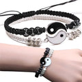 Couple Bracelets Hematite Leather Cord Braid Bracelet Chinese Yin Yang Tai Chi Alloy Pendant Two-piece Woven Lover Bracelet Gift