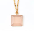 18k Gold Stainless Steel Stone Square Pendant Necklace Gold Color Rim Natural Gemstone Faceted Square Pendant