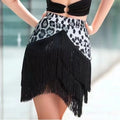 Newest Black Latin Dance Short Skirt Training Dress Fringe Swing Performance Skirt Costume for Women