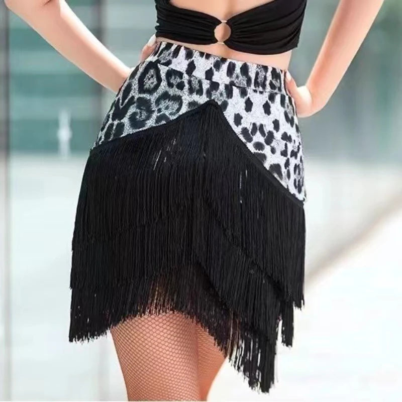 Newest Black Latin Dance Short Skirt Training Dress Fringe Swing Performance Skirt Costume for Women