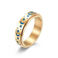 Stainless Steel Spinner Rotating Moon and Stars Luminous Ring Glow in the Dark