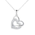 925 Sterling Silver Necklace Custom Double love Heart Shape Pendant for Women