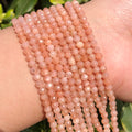 Wholesale Natural Faceted A+ Sunstone Loose Stone Beads 2/3/4mm for Jewelry Making DIY