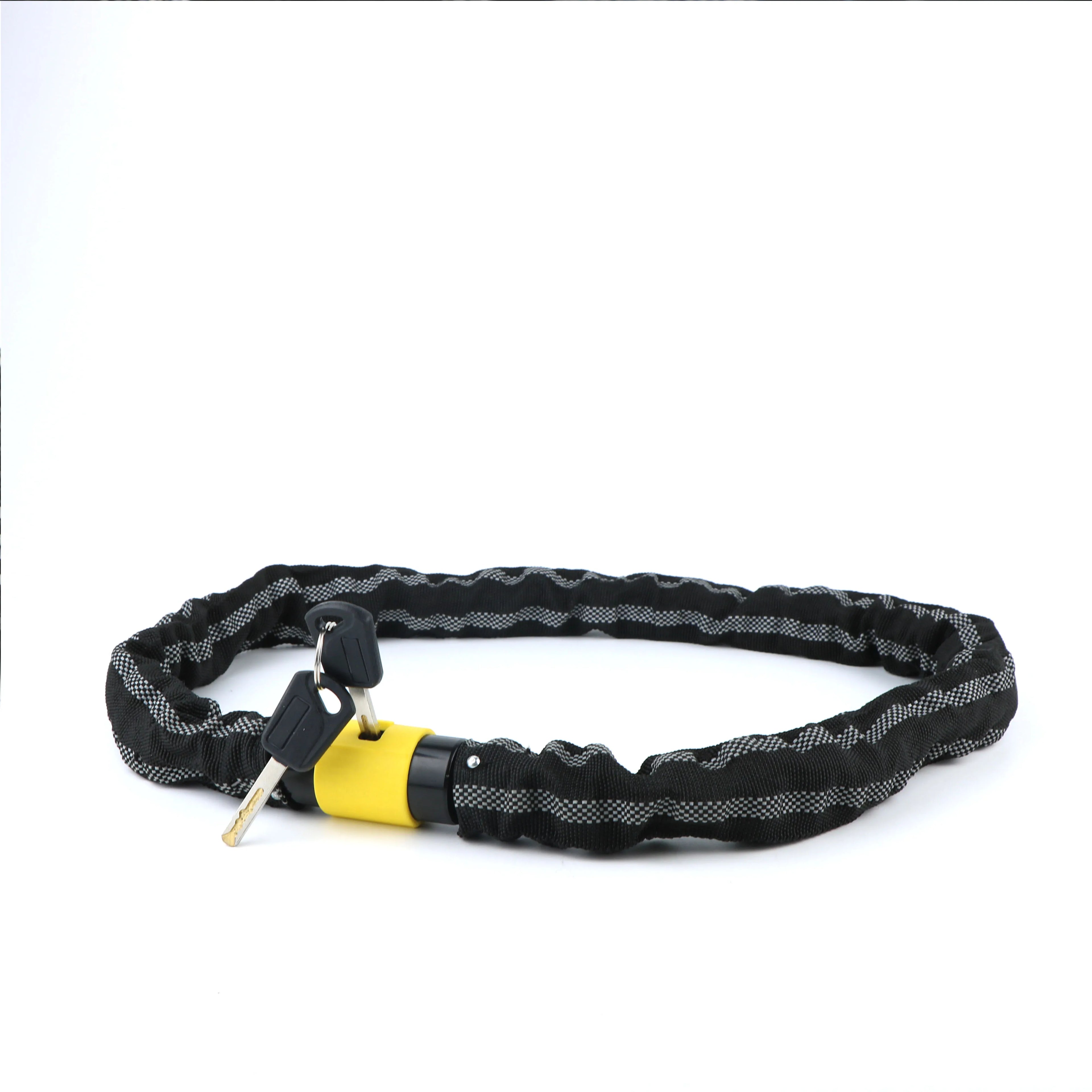 High Security Reflective Nylon Sleeve Steel Motorcycle Road E Bike E Scooter Bike Lock Chain