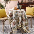 European Style Newest Embroider Waterproof Round Table Cloth Round Fitted Vinyl Table Cloth Cover Elastic Edged