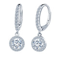 Luxury 0.5ct Round Flower Shape Charm Earrings 925 Sterling Silver Platinum Plated Classic Style for Women MegaBDM