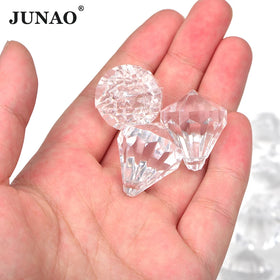 JUNAO 22mm Round Crystal Bead Curtain Acrylic Hanging String Sewing Acrylic Rhinestones Transparent Stones for Decoration