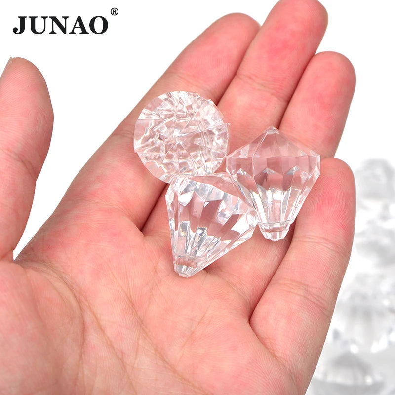 JUNAO 22mm Round Crystal Bead Curtain Acrylic Hanging String Sewing Acrylic Rhinestones Transparent Stones for Decoration