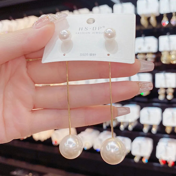 EP1042  Womans Fashion 14K Gold Plated Pearl Drop Dangle Tassel Earrings for Women