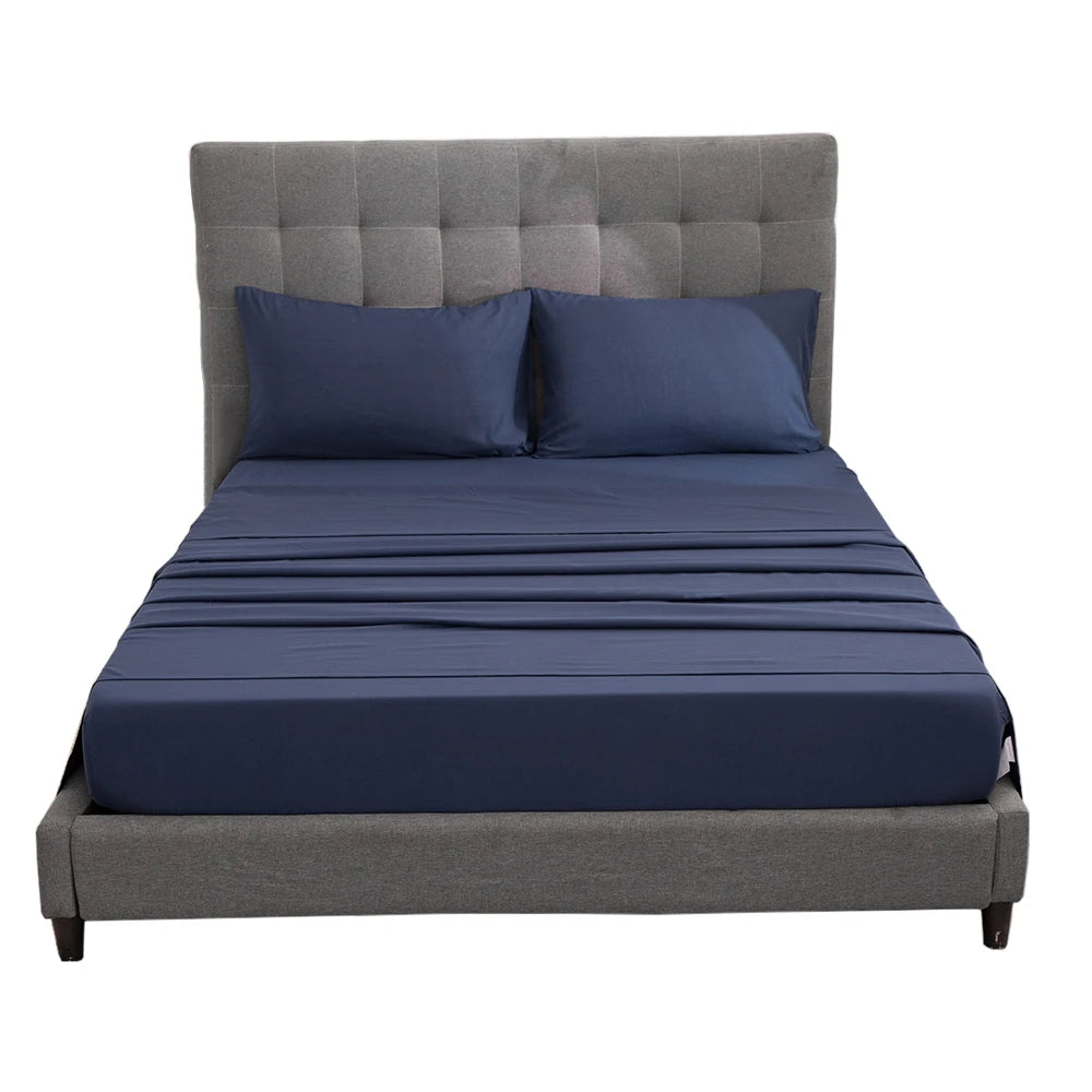 4 Pcs Plain Cotton Sheets Twin Full Queen King Size Flat Bed Sheet for Hotel and Home