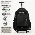Custom Size 600D Polyester Material Trolley Suitcase Easy Rolling Use Laptop Backpack with Wheels for Adults Trolley Backpack