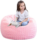 Modern Pink Velvet Bean Bag Sofa Kid Storage Cover for Living Room Safe Zipper Child-Friendly Lazy Sofas