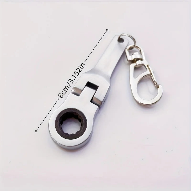 Wholesale Car Accessories 10mm Ratcheting Wrench Keychain Custom Logo Adjustable Ratchet Wrench Tool Key Ring for Gift