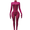 Sexy Diamonds Bodycon Rompers Female One Piece Bodysuit Women Show Dancer Costume Birthday Party Celebration Rhinestone Jumpsuit