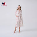 Vintage Floral Print Dress Ruffle Hem Dress Long Sleeve Split Flowy Tiered V Neck Long Maxi Dress for Women