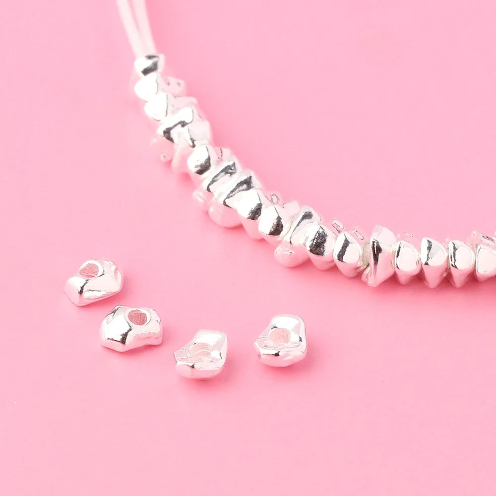 4mm Wholesale Irregular Spacer Bead 925 Sterling Silver Irregular Chip Spacer Beads for Jewelry Making Supplies