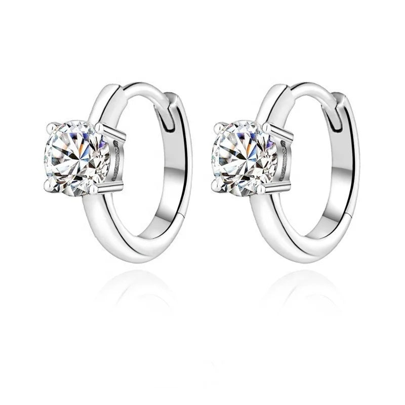 Wholesale 925 Sterling Silver Platinum-plated Gra Vvs Round Brilliant Cut Ladies Luxury Fine Jewelry Hoop Earrings Mossany