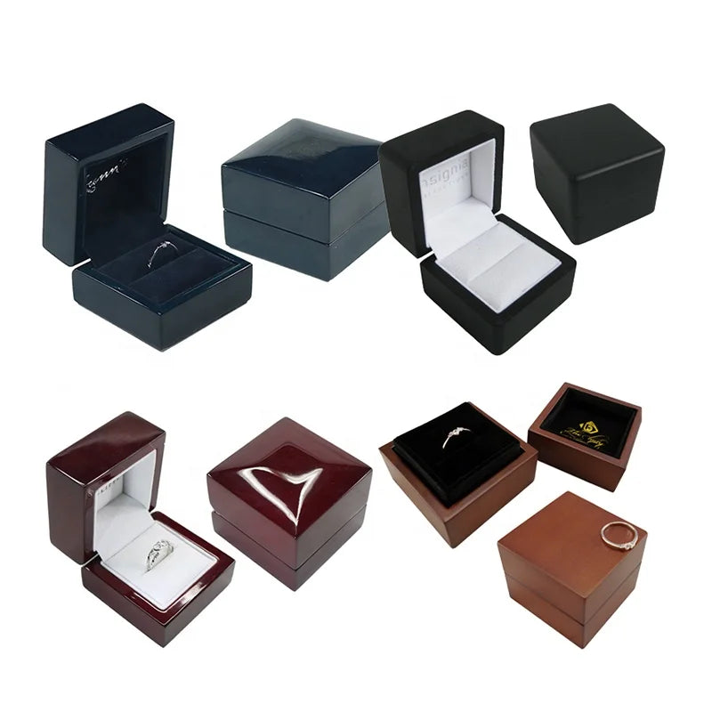 Custom Luxury Wooden Jewelry Box Jewellery Proposal Ring Lacquer Wood Packaging