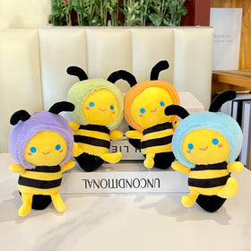 Cartoon Stuffed Animal Toys Plushie Doll Bee Keychains Pendant Bag Accessories Cute Plush Little Bee Keychain Teacher's Day Gift