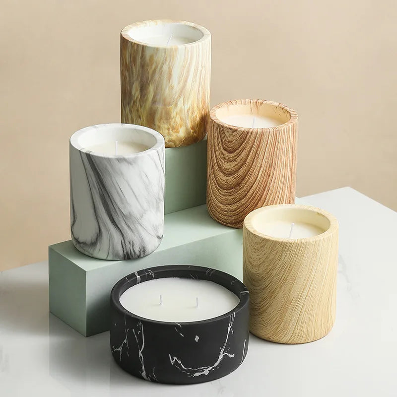 AIKUN Custom Luxury Home Decorative Ceramic Marble Jar Scented Soy Wax Candle