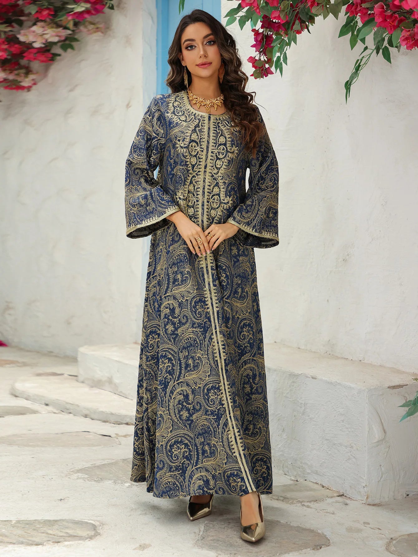 Muslim Evening Gown Dress Fashion Dubai Abaya Kaftan Floral Embroidery Jalabiya Arab Morocco Long Robe Abayas for Muslim Women