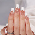 BTArtbox Soft Gel Handmade Fake False Nails Set With Glue Wholesale Medium Square Private Label French Tip Press on Nails