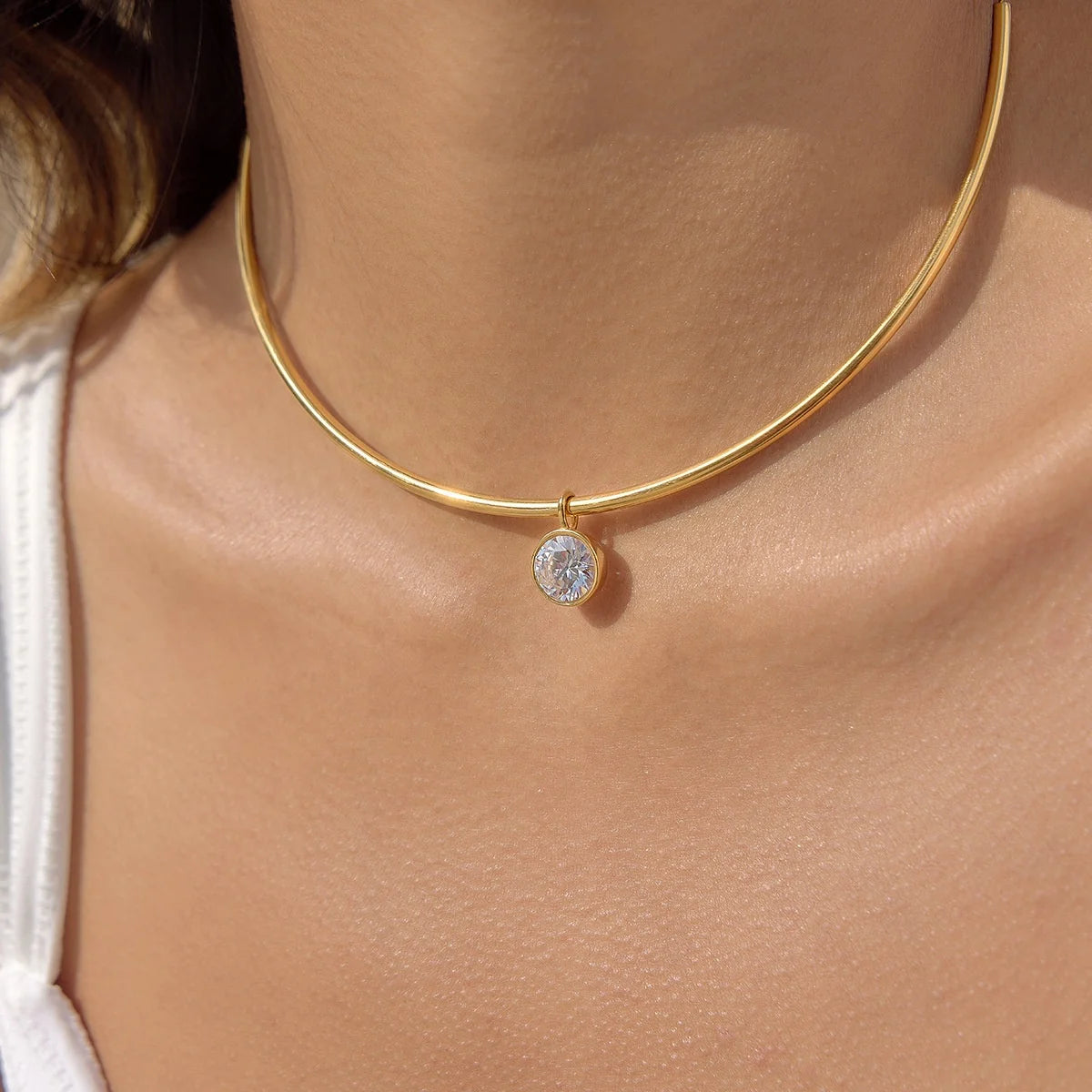 Custom Oval Cut Different Design Stainless Steel Zircon Necklace for Woman