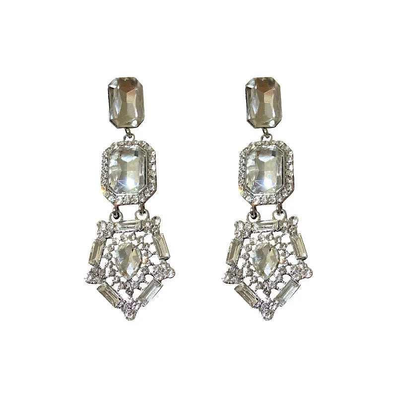 2025 Crystal sterling large crystal rhinestone drop earrings diamond stud earrings for women