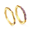 Custom Non Tarnish 18k Gold Plated 316 Stainless Steel Jewellery Ring Geometric Shaped Purple Diamond Rings for Girls Women