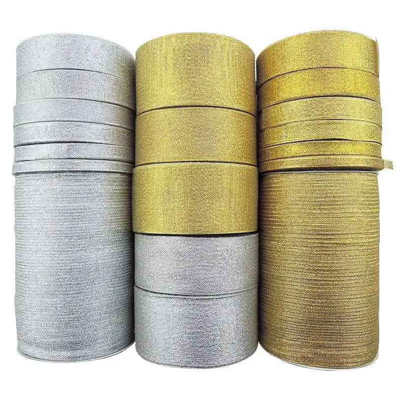 Wholesale Gift Decoration Ribbon Gold Silver Metallic / Onions Ribbon Christmas Glitter Ribbon for Jewelry Box/ MegaBDM