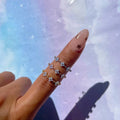 G538 Wholesale Blue Flower Zircon Stone 18K Gold Plated Dainty Women Rings