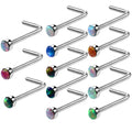 20G Stainless Steel Nose Stud Piercing Opal L Shape Nose Rings Screw Nariz Earring Stud Women Nostril Piercing Jewelry