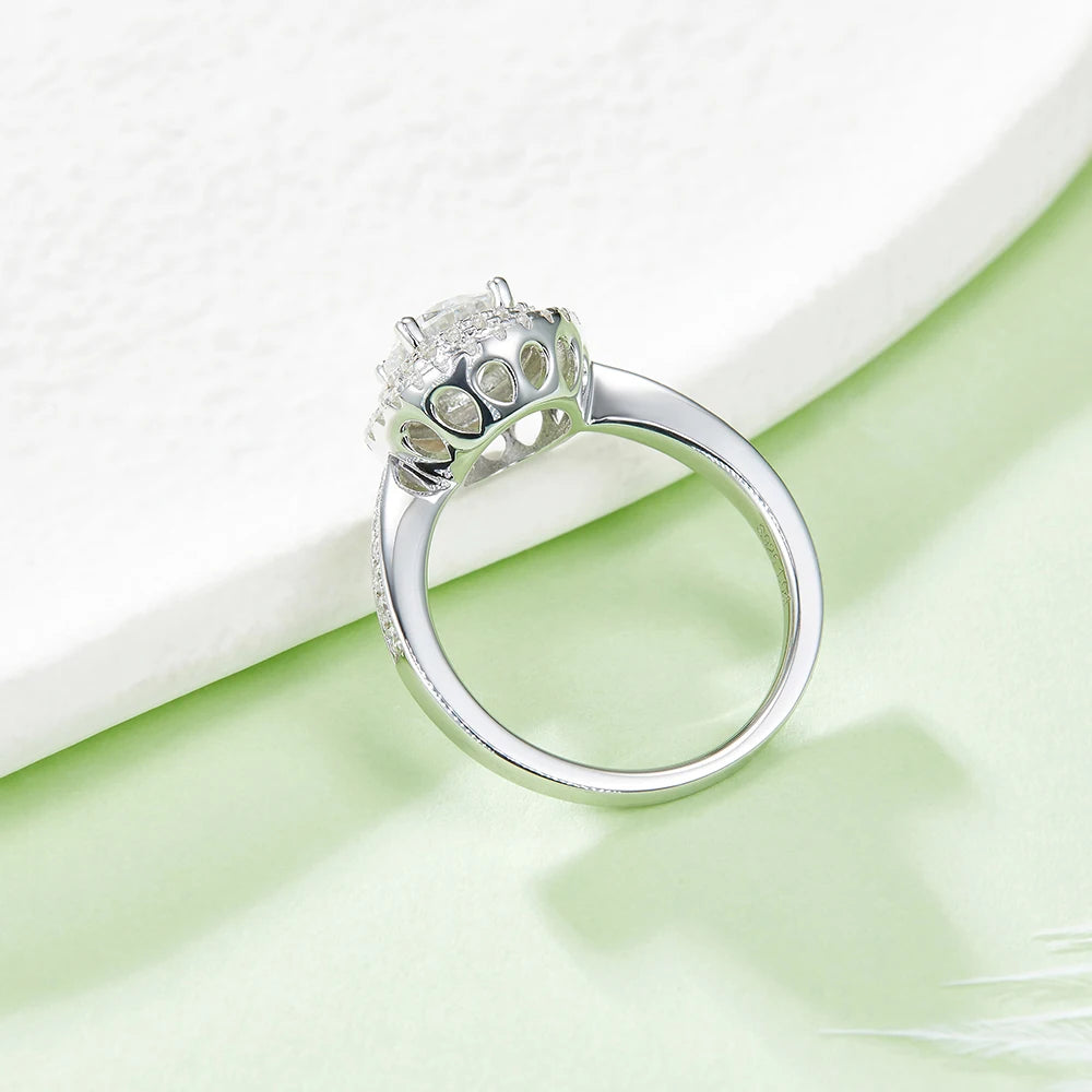 2022 Women Luxury Vintage White Gold Plated 925 Sterling Silver Wedding Rings 1carat Moissanite Engagement Jewelry