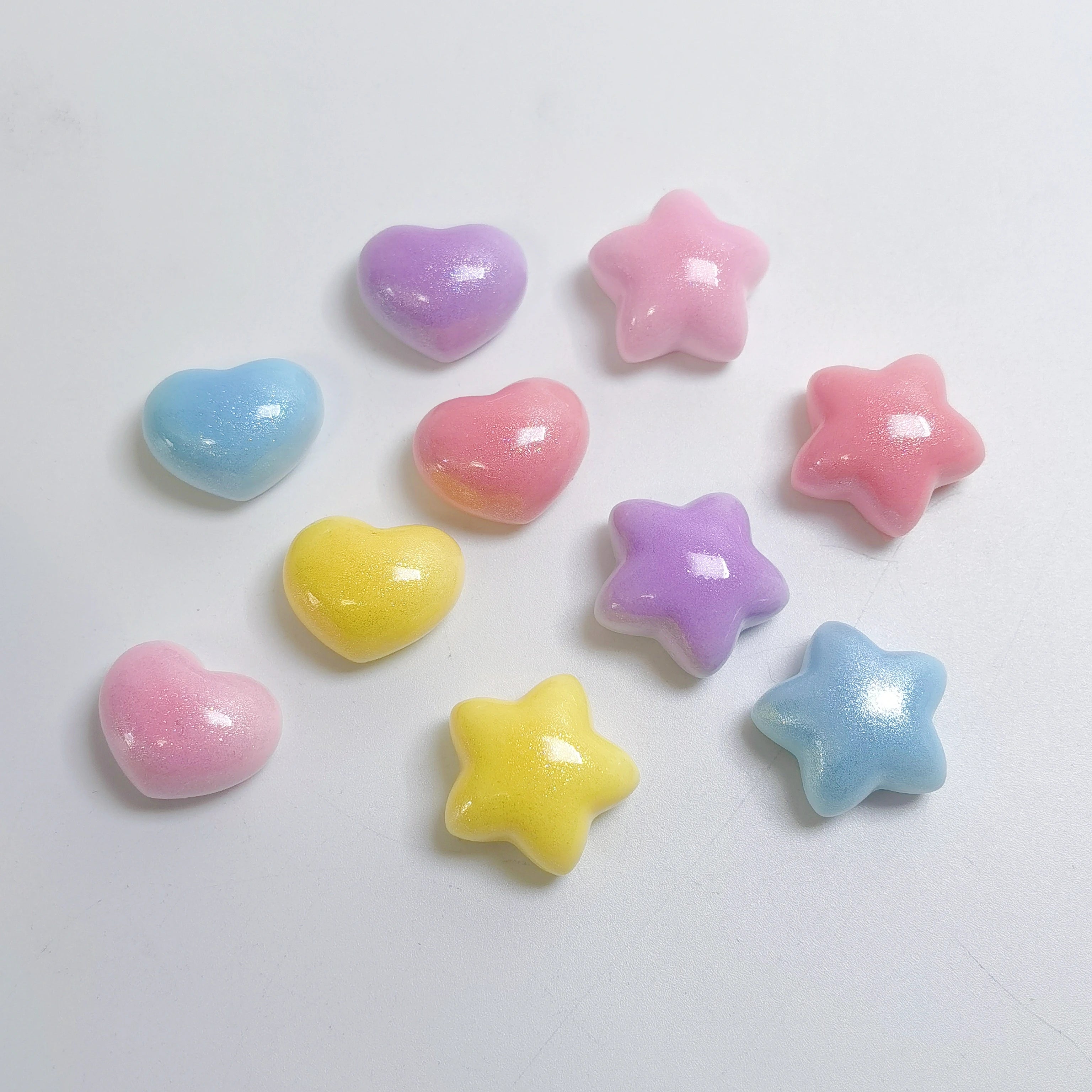 100 Pieces Colorful Resin Star Heart Flatback No Hole Beads Cabochons Embellishments for Card Making Crafts Accessories