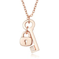Custom Trendy Minimalist Jewelry 925 Sterling Silver Rose Gold Plated Key Shaped Necklace