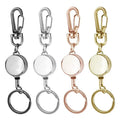 Silver Rose Golden Metal Retractable Badge Holders With Carabiner Reel Clip Heavy-Duty Keychain Name Key Id Card Holders
