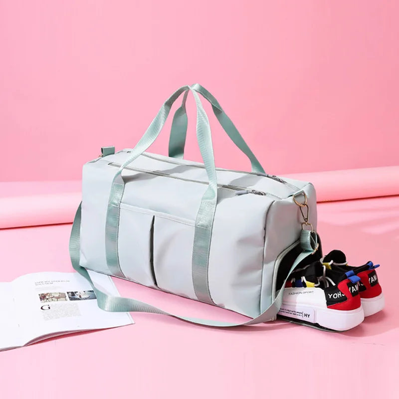 Gym Bag with Shoe Compartment Women Luggage Black Waterproof Duffel Mens Sport Fitness Duffle Bag