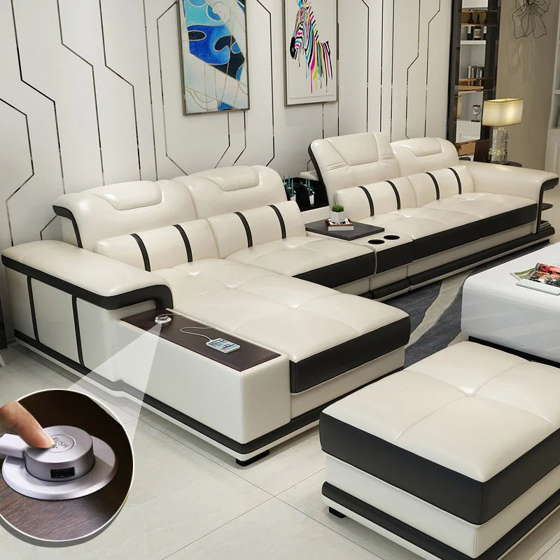 Modern Style Multifunctional Sofa Single Seat L-Shaped Combination Sofa With Massage Chair Leather Sofa Set With Speaker