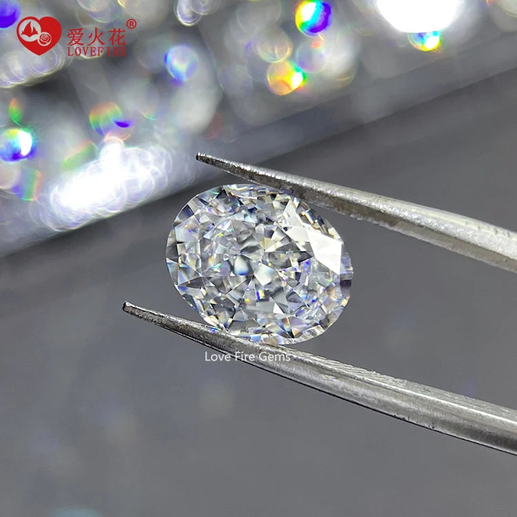 Ready Stock Wholesale 4K Crushed Ice Cut Cz Gems Loose Zircon Stone D White Oval Cut Synthetic Cubic Zirconia