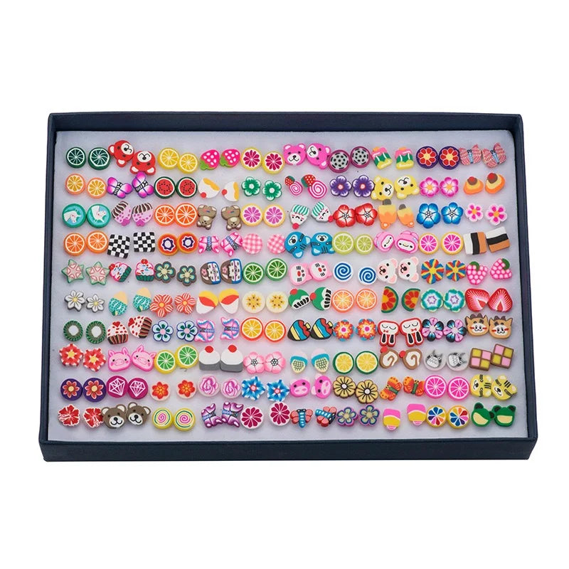 Multi-color Flower Animal Fruit Cute Kids Plastic Studs Earrings Anti-allergic Earring Studs for Girls
