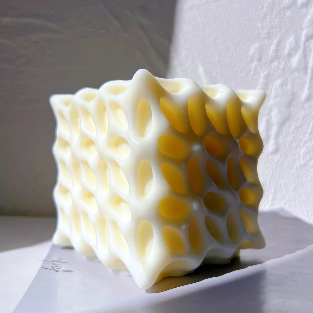 Geometric Scented Soy Flower Petal Silicone Molds Unique Abstract Art Wax Mould Hole Square Candle Mold
